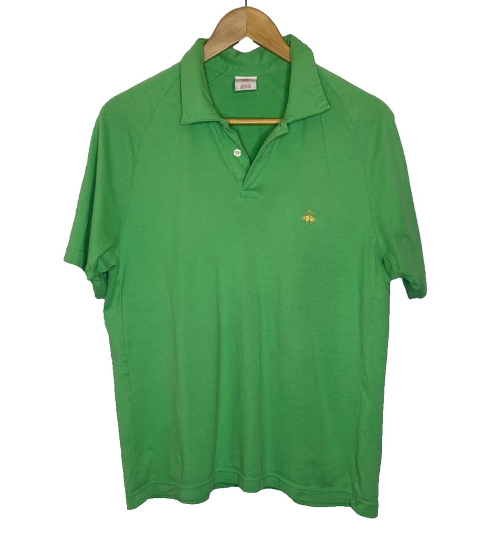 Men's Medium Brooks Brothers Bright Green Cotton Short Sleeve Polo
